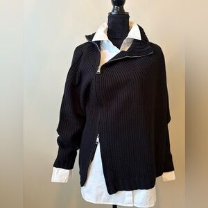 Attitudes by Renee zip rib sweater